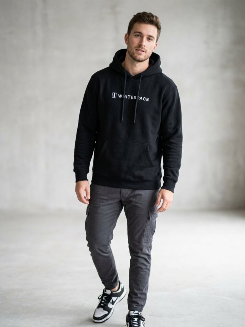WHITESPACE Black Fleece Pullover Hoodie Sweatshirt S